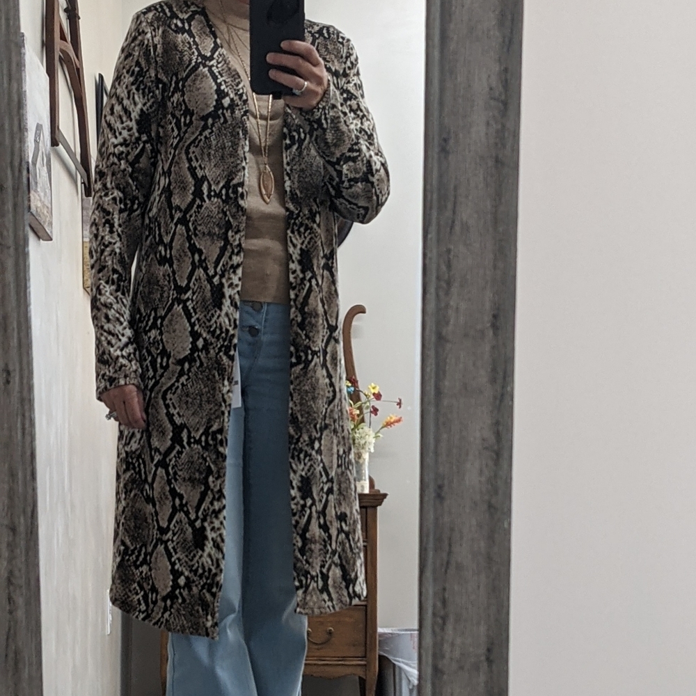 Snake Print Long Cardigan/Duster NWT